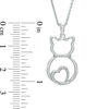 Thumbnail Image 2 of 0.04 CT. T.W. Diamond Cat with Heart Tail Pendant in Sterling Silver