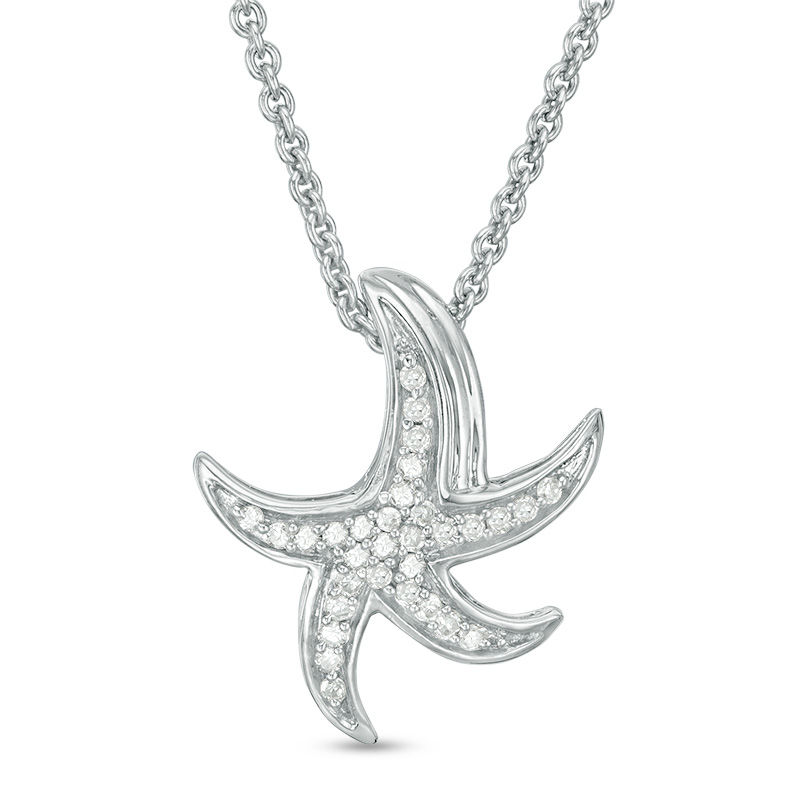 0.10 CT. T.W. Diamond Starfish Pendant in Sterling Silver