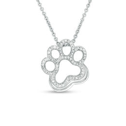 0.10 CT. T.W. Diamond Paw Print Pendant in Sterling Silver