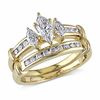 Thumbnail Image 0 of 0.99 CT. T.W. Marquise Diamond Three Stone Bridal Set in 14K Gold