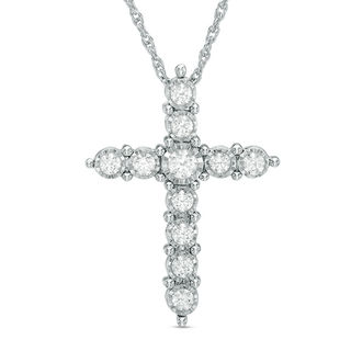 0.50 CT. T.W. Diamond Cross Pendant in 10K White Gold