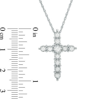 0.50 CT. T.W. Diamond Cross Pendant in 10K White Gold