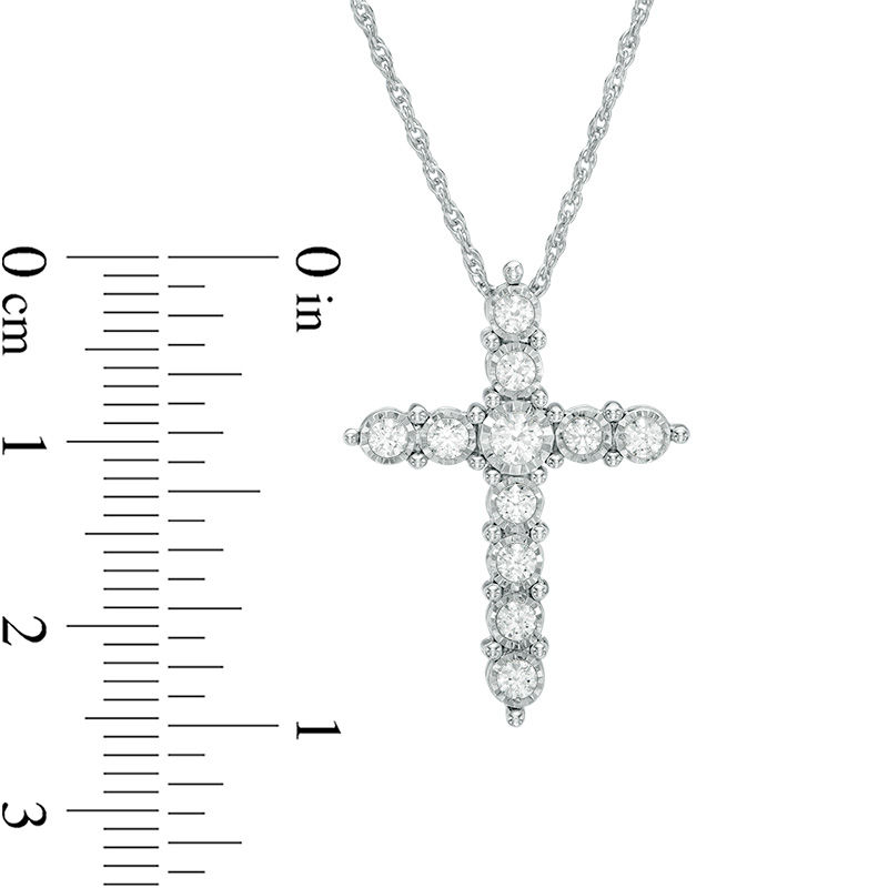 0.50 CT. T.W. Diamond Cross Pendant in 10K White Gold