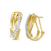 Thumbnail Image 0 of 0.25 CT. T.W. Diamond Crossover Hoop Earrings in 10K Gold