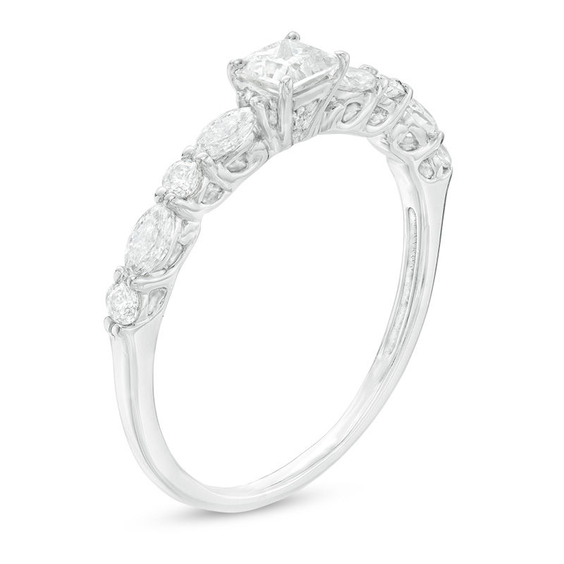 0.75 CT. T.W. Princess-Cut Diamond Engagement Ring 14K White Gold