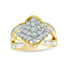 Thumbnail Image 0 of 1.00 CT. T.W. Composite Diamond Bypass Split Shank Ring in 10K Gold