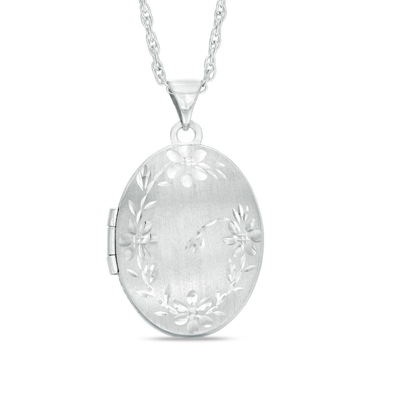 Oval Flower Locket in Sterling Silver