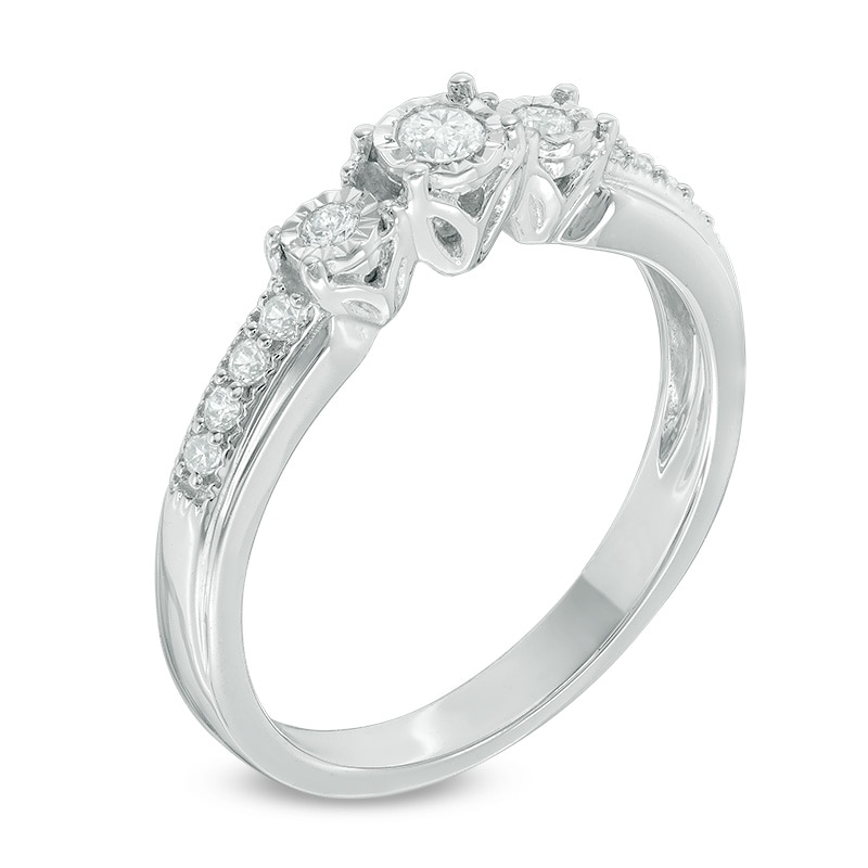 Main Image 2 of 0.18 CT. T.W. Diamond Three Stone Engagement Ring in Sterling Silver