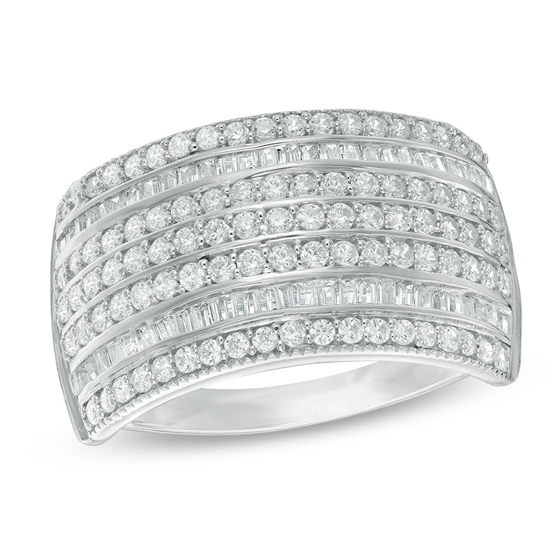 0.95 CT. T.W. Diamond Seven Row Anniversary Ring in 10K White Gold