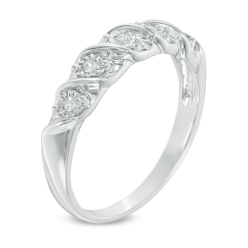 Diamond Accent Five Stone "S" Anniversary Band in Sterling Silver