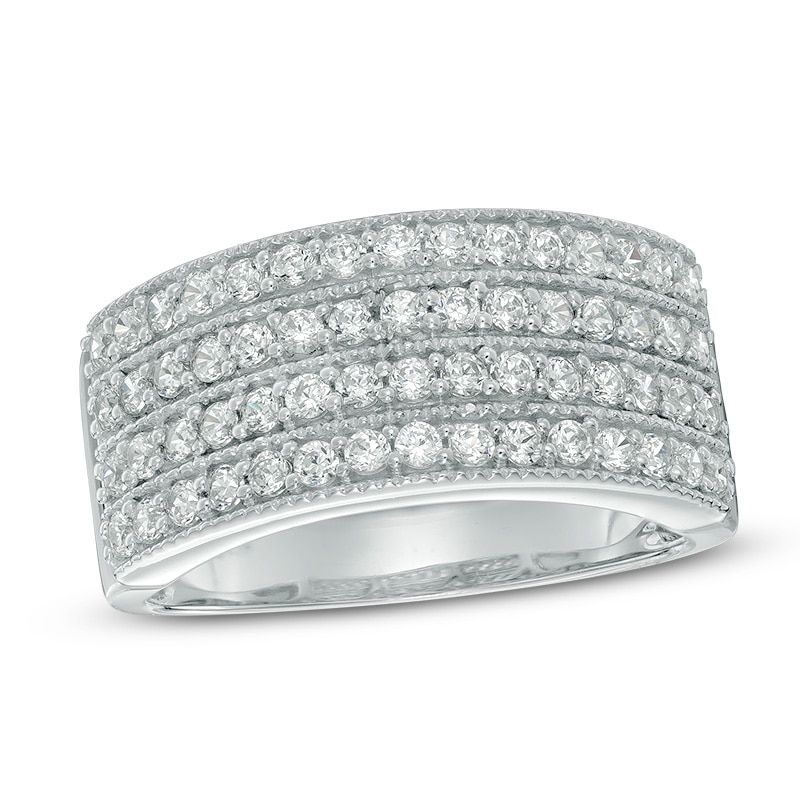 0.95 CT. T.W. Diamond Four Row Anniversary Ring in 10K White Gold|Peoples Jewellers