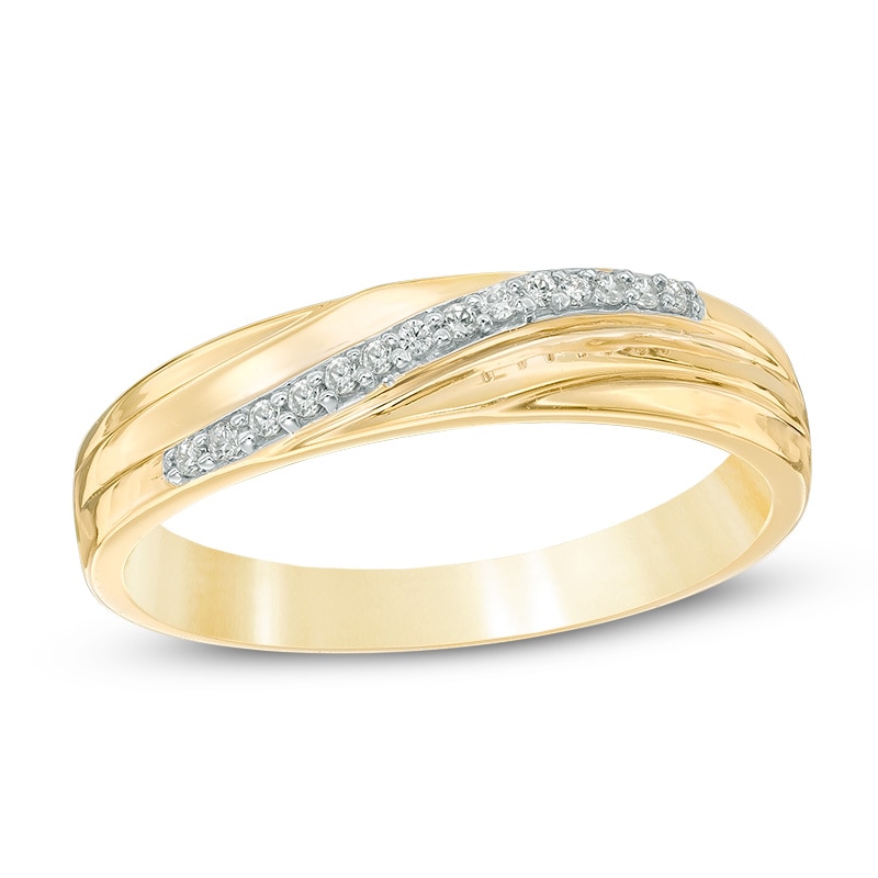 Diamond Accent Slant Anniversary Band in 10K Gold|Peoples Jewellers