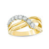 Thumbnail Image 1 of 0.25 CT. T.W. Diamond Crossover Bypass Ring in 10K Gold