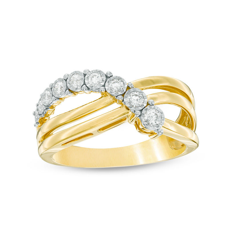 0.25 CT. T.W. Diamond Crossover Bypass Ring in 10K Gold