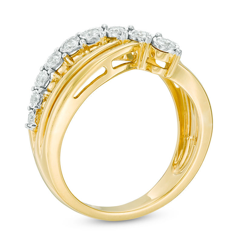 Main Image 2 of 0.25 CT. T.W. Diamond Crossover Bypass Ring in 10K Gold