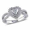 Thumbnail Image 0 of 1.00 CT. T.W. Heart-Shaped Diamond Double Frame Split Shank Engagement Ring in 14K White Gold