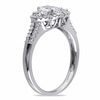 Thumbnail Image 2 of 0.99 CT. T.W. Oval Diamond Frame Three Stone Double Row Engagement Ring in 14K White Gold