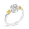 Thumbnail Image 2 of 0.23 CT. T.W. Diamond Frame Flower Promise Ring in 10K Two-Tone Gold