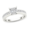 Thumbnail Image 1 of 0.23 CT. T.W. Quad Princess-Cut Diamond Frame Promise Ring in 14K White Gold