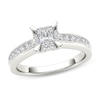 Thumbnail Image 0 of 0.23 CT. T.W. Quad Princess-Cut Diamond Frame Promise Ring in 14K White Gold