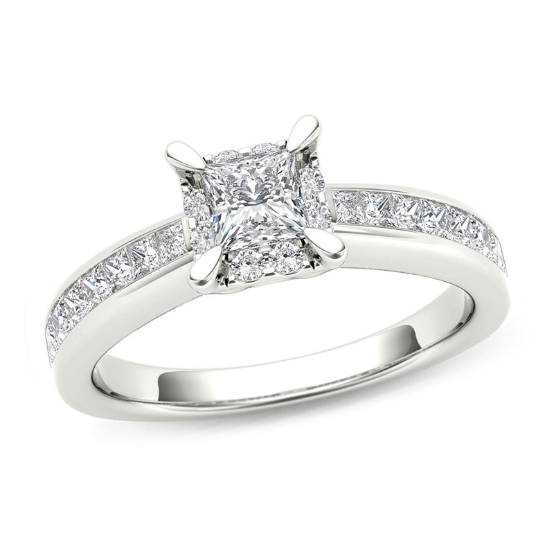 0.23 CT. T.W. Quad Princess-Cut Diamond Frame Promise Ring in 14K White Gold