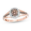 Thumbnail Image 0 of 0.25 CT. T.W. Composite Champagne and White Diamond Oval Frame Ring in 10K Rose Gold