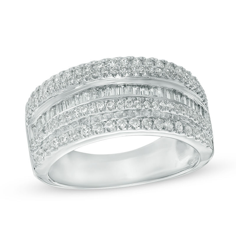 0.70 CT. T.W. Diamond Multi-Row Ring in 10K White Gold