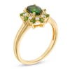 Thumbnail Image 2 of Oval Chrome Diopside and 0.12 CT. T.W. Diamond Flower Frame Ring in 10K Gold
