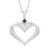 Thumbnail Image 0 of The Kindred Heart from Vera Wang Love Collection Sapphire and 0.089 CT. T.W. Diamond Heart Pendant in Sterling Silver