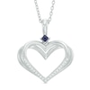 Thumbnail Image 1 of The Kindred Heart from Vera Wang Love Collection Sapphire and 0.089 CT. T.W. Diamond Heart Pendant in Sterling Silver