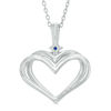 Thumbnail Image 1 of The Kindred Heart from Vera Wang Love Collection Sapphire and 0.089 CT. T.W. Diamond Heart Pendant in Sterling Silver