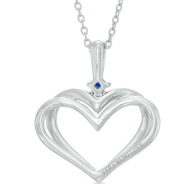 Main Image 2 of The Kindred Heart from Vera Wang Love Collection Sapphire and 0.089 CT. T.W. Diamond Heart Pendant in Sterling Silver