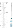 Blue Topaz and Lab-Created White Sapphire Three Stone Threader Drop Earrings in Sterling Silver