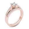 Thumbnail Image 1 of 0.62 CT. T.W. Princess-Cut Diamond Bridal Set in 14K Rose Gold