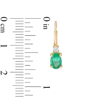 Oval Emerald and Diamond Accent Drop Earrings in 10K Gold
