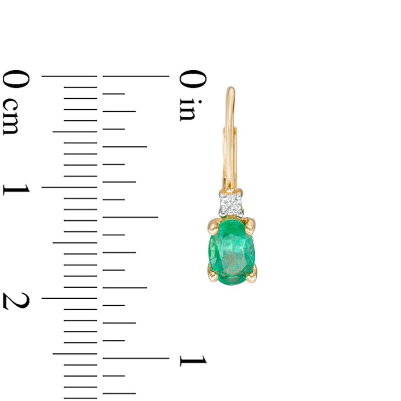 Oval Emerald and Diamond Accent Drop Earrings in 10K Gold