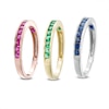 Thumbnail Image 3 of Lab-Created White Sapphire, Emerald, Ruby and Blue Sapphire Four Piece Bridal Set in Sterling Silver