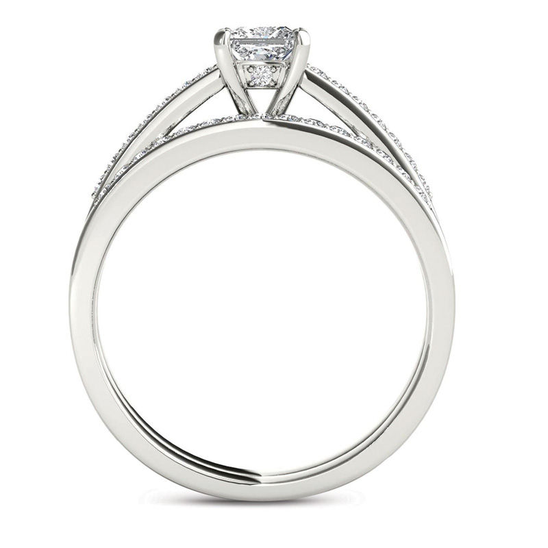 0.62 CT. T.W. Princess-Cut Diamond Bridal Set in 14K White Gold