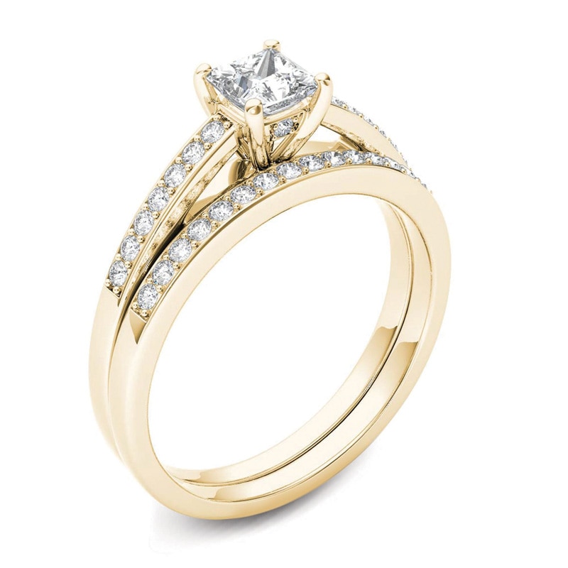 0.62 CT. T.W. Princess-Cut Diamond Bridal Set in 14K Gold