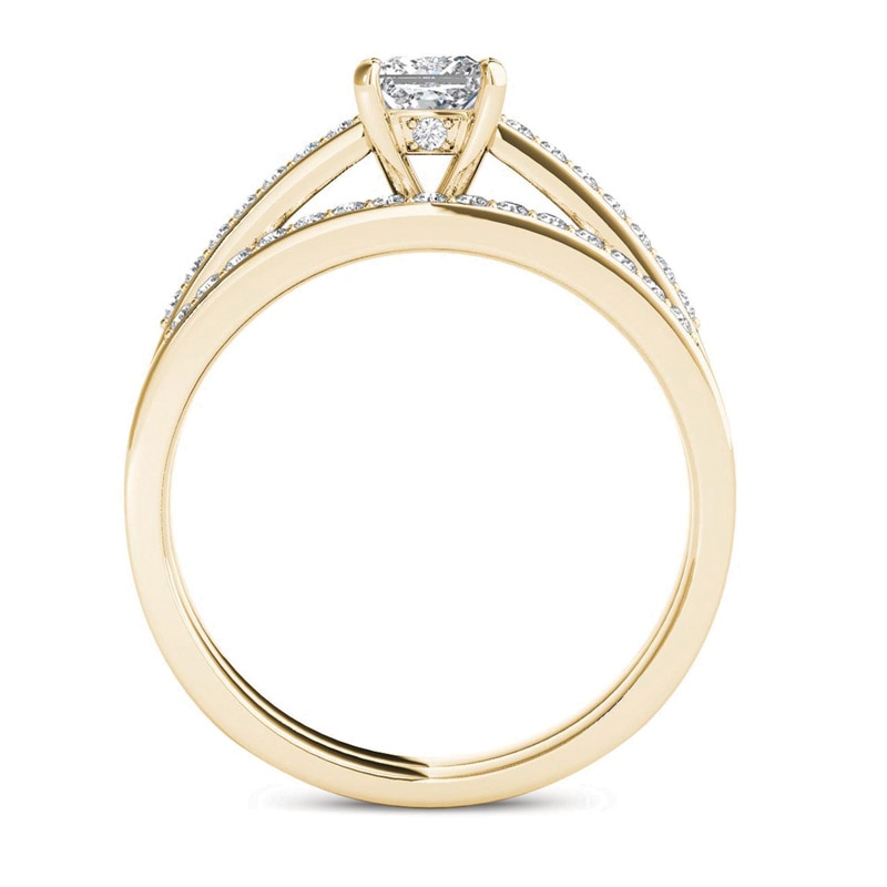 0.62 CT. T.W. Princess-Cut Diamond Bridal Set in 14K Gold