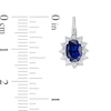 Oval Lab-Created Blue Sapphire and Diamond Accent Sunburst Drop Earrings in Sterling Silver