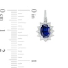 Thumbnail Image 1 of Oval Lab-Created Blue Sapphire and Diamond Accent Sunburst Drop Earrings in Sterling Silver