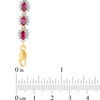 Thumbnail Image 2 of Oval Lab-Created Ruby and Diamond Accent Sunburst Frame Bracelet in Sterling Silver with 18K Gold Plate - 7.5"