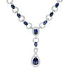 Thumbnail Image 1 of Pear-Shaped Lab-Created Blue and White Sapphire "Y" Link Necklace in Sterling Silver - 17"