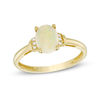 Thumbnail Image 1 of Oval Opal and Diamond Accent Tri-Sides Collar Ring in 10K Gold