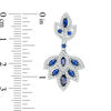 Thumbnail Image 1 of Lab-Created Blue and White Sapphire Floral Drop Earrings in Sterling Silver