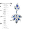 Lab-Created Blue and White Sapphire Floral Drop Earrings in Sterling Silver