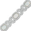 Thumbnail Image 1 of Cushion-Cut Lab-Created Opal and White Sapphire Vintage-Style &quot;XO&quot; Bracelet in Sterling Silver