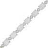 Oval Lab-Created Opal and Diamond Accent Line Bracelet in Sterling Silver - 7.5"