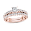 1.00 CT. T.W. Princess-Cut Diamond Bridal Set in 14K Rose Gold